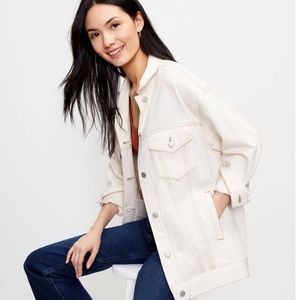 Loft Denim Trucker Jacket In Natural White